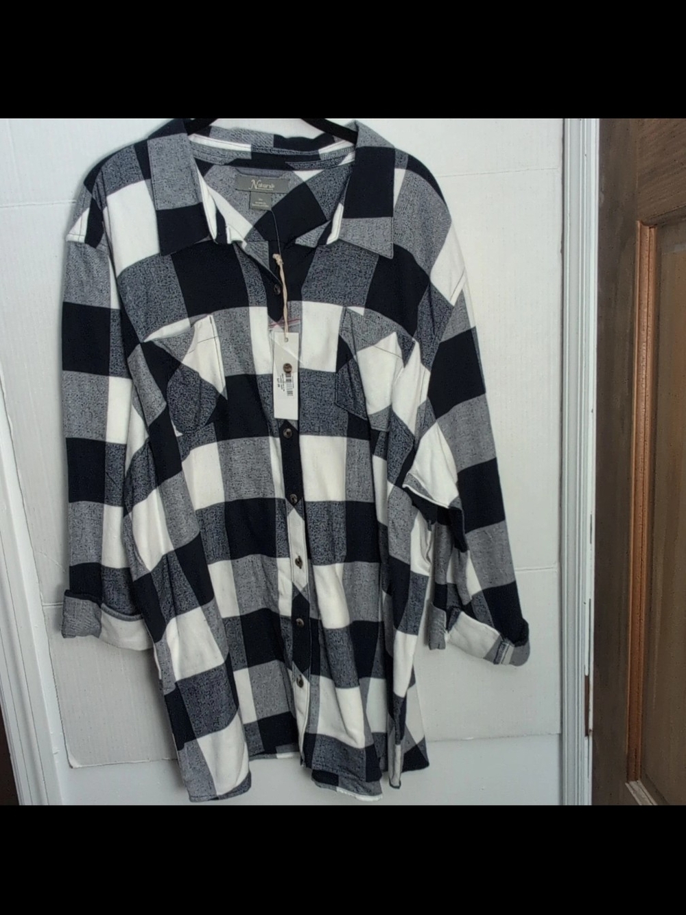 NWT Natural Reflections Buffalo Plaid Button-Down Shirt Women's 2X